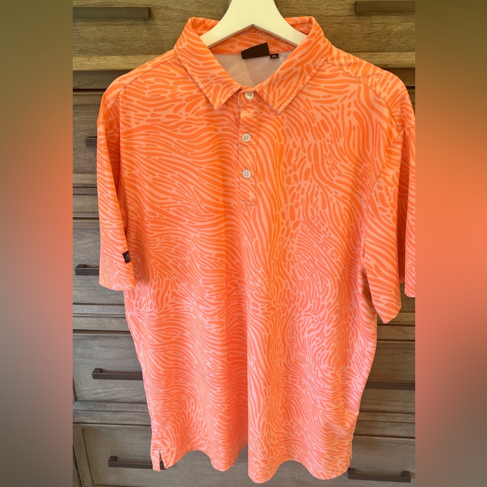Sunday Swagger Men's Orange Patterned Golf Shirt